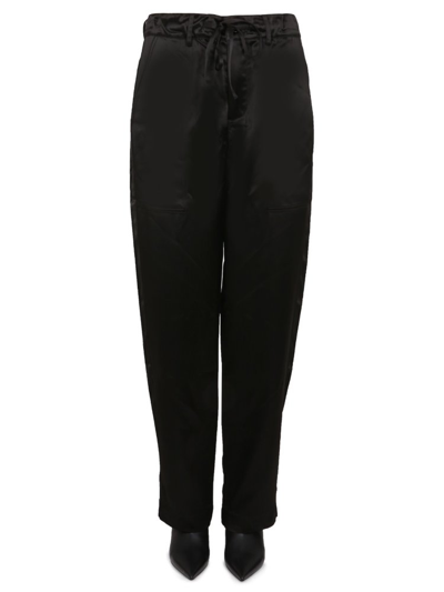 Proenza Schouler White Label Cotton-linen Tapered Pants In Black