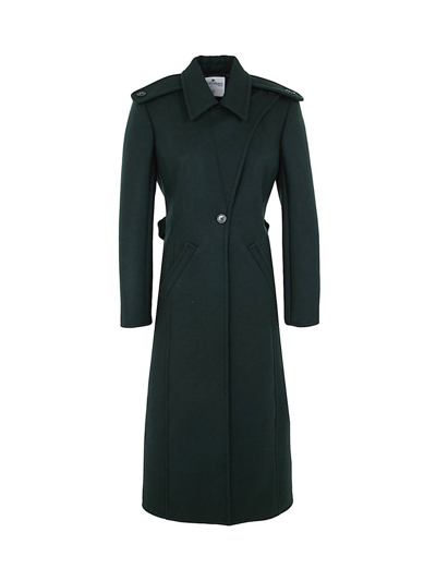 Courrges Courrèges Belted Long Coat In Dark Green