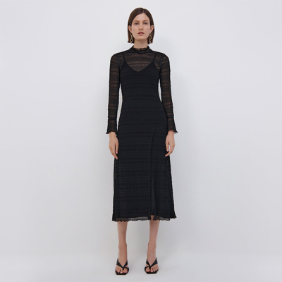 Jonathan Simkhai Hayley Seersucker Midi Dress In Black