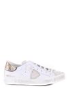 Philippe Model Prsx Veau Croco White Leather Sneaker In Bianco/oro
