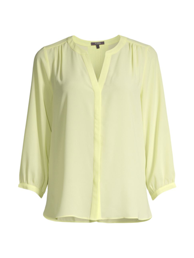 Nydj Pin-tucked Button-front Blouse In Daffodil