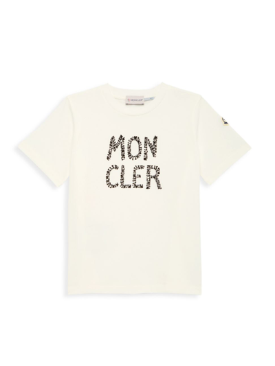 Moncler Little Kid's & Kid's Logo Cotton T-shirt In Natural