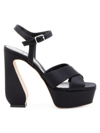 Si Rossi Women's Crisscross Satin Ankle-strap Platform Sandals In Black