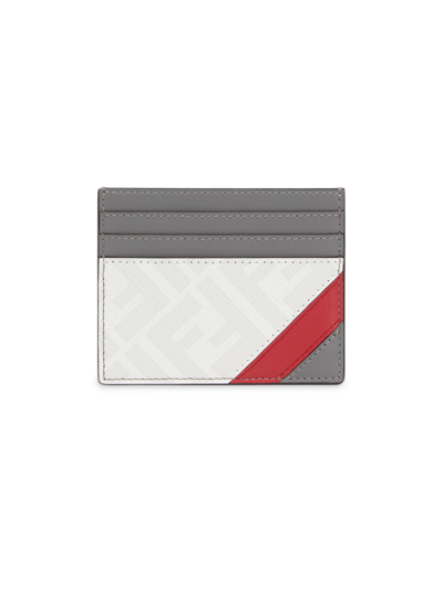 Fendi Ff Diagonal Card Case In White/ Red/ Grey