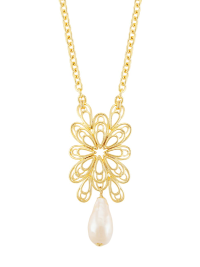 Kenneth Jay Lane 14k Gold-plated Faux Pearl Pendant Necklace In Gold Pearl