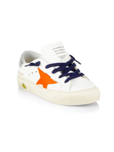 Golden Goose Kids' Little Boy's & Boy's May Star Sneakers In White Orange