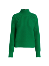 Vince Wool-cashmere Ribbed Turtleneck In Emerald