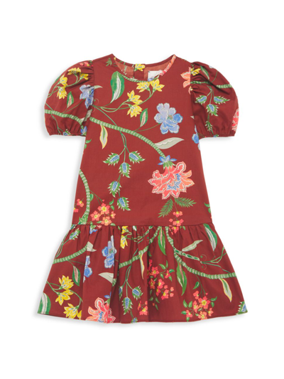 Cara Cara Kids' Little Girl's & Girl's Florie Floral Dress In Ophelia Floral Maroon