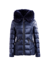 Dawn Levy Nikki Hooded Down Shearling Jacket In Blue