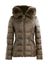 Dawn Levy Nikki Hooded Down Shearling Jacket In Brown