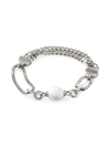 JOHN HARDY STERLING SILVER & CULTURED FRESHWATER PEARL CURB-CHAIN BRACELET