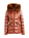 Dawn Levy Nikki Hooded Down Shearling Jacket In Cognac