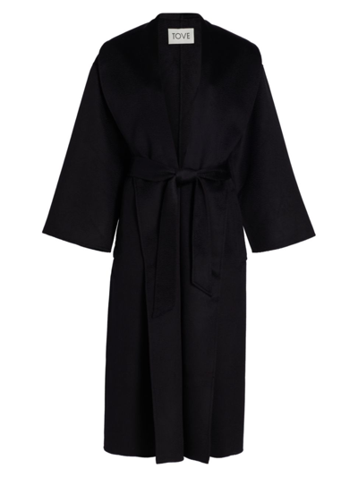 Tove Rebeca Lambswool Coat In Black