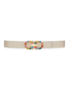 Ferragamo Gancini Crystal Leather Buckle Belt In Bone