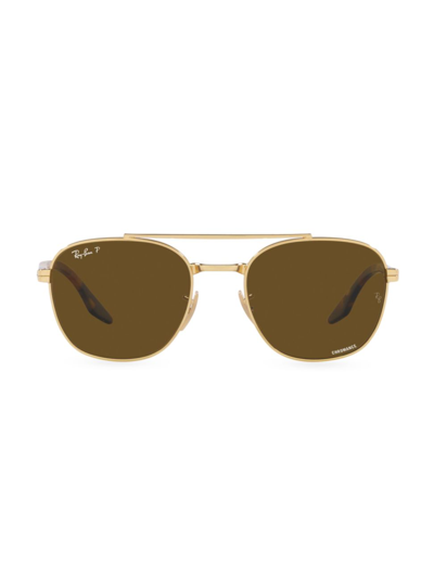Ray Ban Rb3688 Chromance Square-frame Metal Sunglasses In Gold