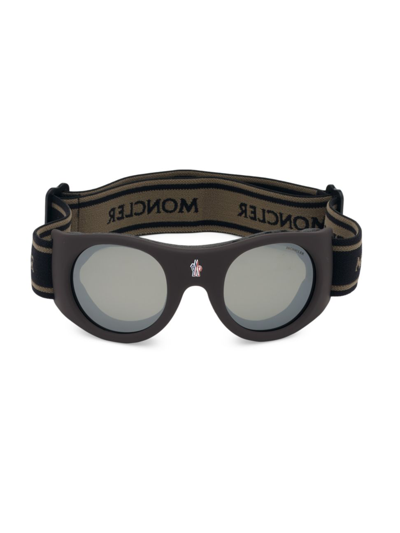 Moncler City 55mm Goggles In Black / Brown / Dark