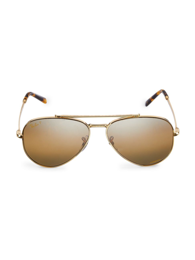 Ray Ban 58mm Aviator Sunglasses In Yellow
