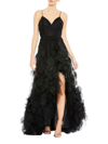 Mac Duggal Embellished Tulle High-low Gown In Black
