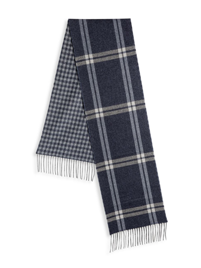 Saks Fifth Avenue Men's Collection Plaid Silk & Cashmere Scarf In Gull