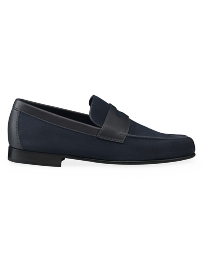 John Lobb Men's Hendra Suede & Leather Loafers In Navy