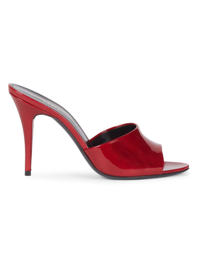 Saint Laurent La Patent Stiletto Mule Sandals In Red