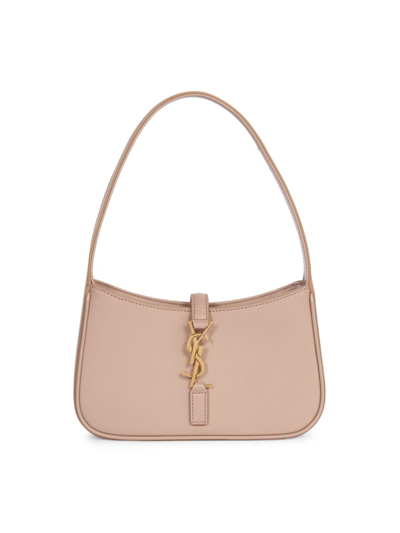 Saint Laurent Mini Le 5 À 7 Leather Hobo Bag In Rosy Sand