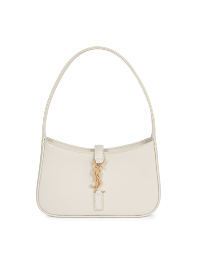 Saint Laurent Women's Mini Le 5 À 7 Leather Hobo Bag In Crema Soft