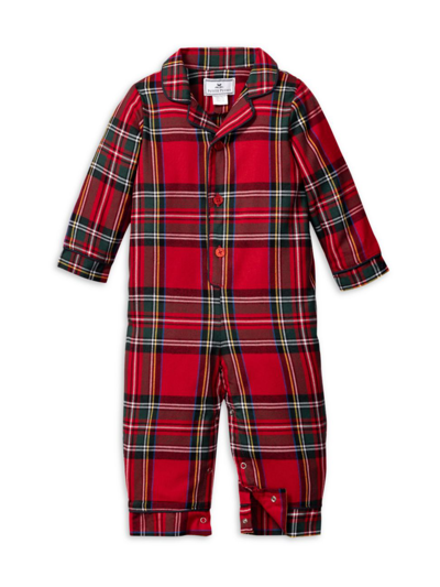 Petite Plume Babies' Imperial Tartan Plaid Pajama Coverall In Red