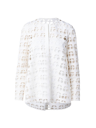 Akris Punto Dot Cut-out Embroidered Blouse In Cream