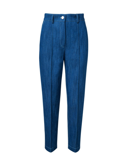 Akris Punto Feryn Ankle Mid-rise Jeans In Blue Denim