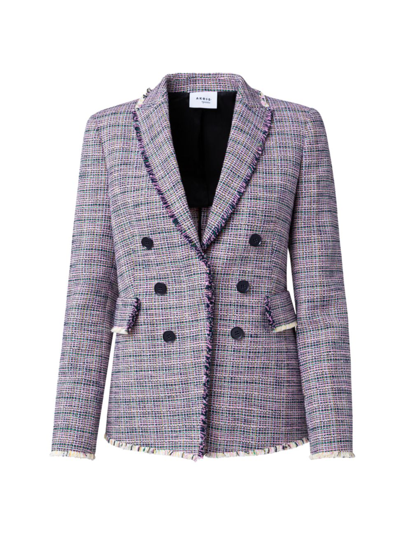 Akris Punto Double-breasted Tweed Blazer In Pink