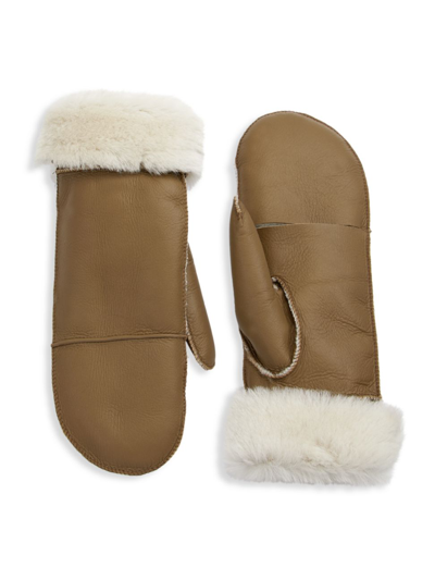 Maximilian Shearling Flip-top Mittens In White Clay