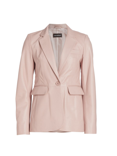 Maximilian Leather Blazer Jacket In Old Rose