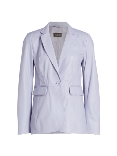Maximilian Leather Blazer Jacket In Lavender