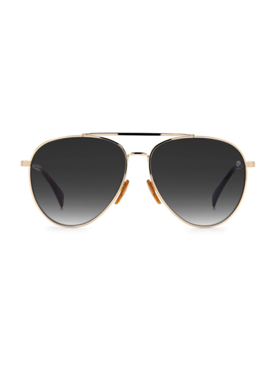 David Beckham Metal 61mm Aviator Sunglasses In Gold