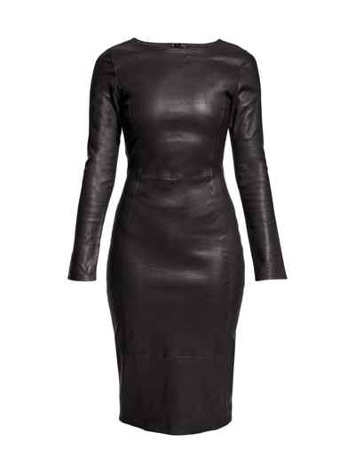 As By Df Mrs Smith Leather Long Sleeve Dress In Black