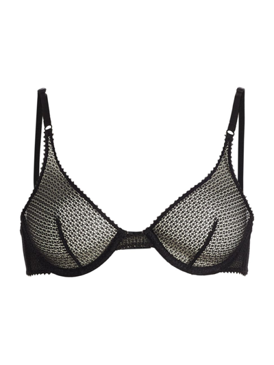 Kiki De Montparnasse Underwire Crochet Demi Bra In Black
