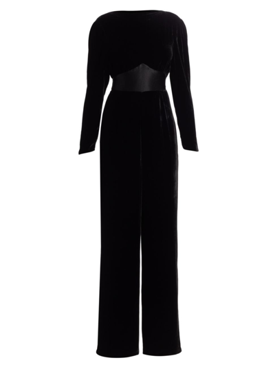 Rixo London Beatrix Velvet Jumpsuit In Black