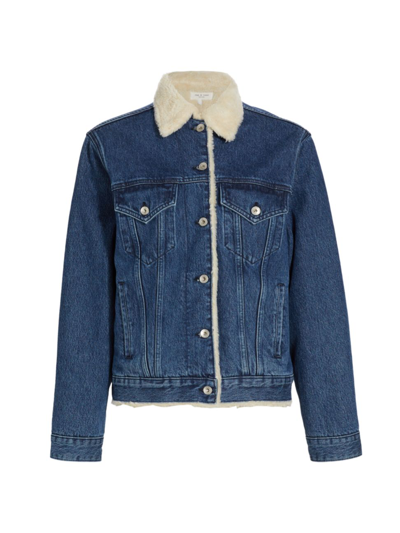 Rag & Bone Faux Shearling Lined Oversize Denim Jacket In Gates