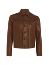 L Agence L'agence Janelle Coated Cropped Jacket In Brown