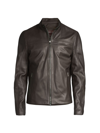 Michael Kors Leather Racer Jacket In Chocolate