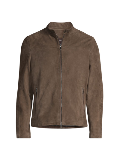 Michael Kors Basic Suede Racer Jacket In Brown