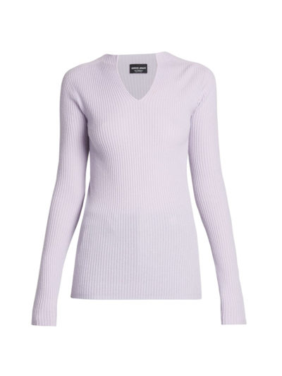 Giorgio Armani Cashmere Rib-knit Sweater In Lilac