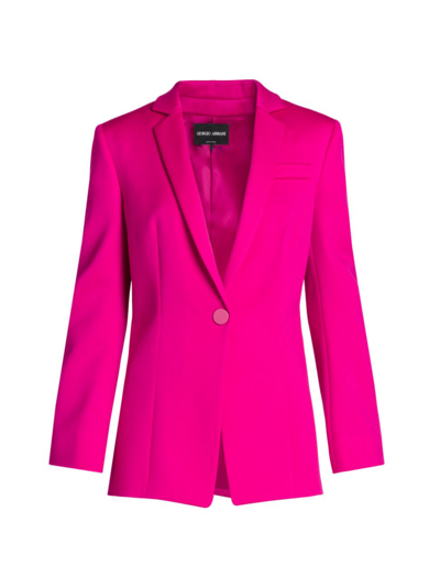 Giorgio Armani Virgin Wool Tuxedo Blazer In Solid Medium Pink