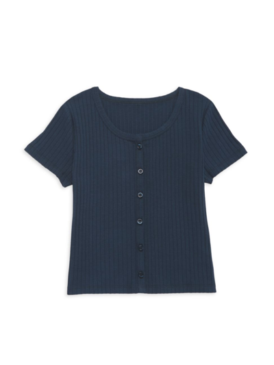 Everafter Kids' Girl's Brook Rib-knit Tee In Captain Navy