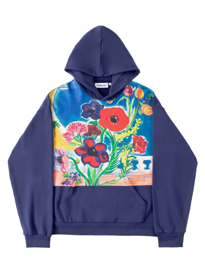 Profound Floral Paint-effect Sweatshirt In Blue