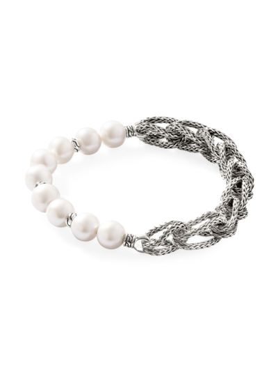 John Hardy Asli Sterling Silver & 5mm Cultured Freshwater Pearl Extra Small Chain Bracelet In Gold