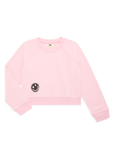 Everafter Kids' Girl's Reagan Crewneck Sweatshirt In True Pink