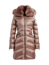 Dawn Levy Cloe Shearling Hooded Quilted Coat In Brown