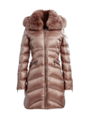 Dawn Levy Cloe Shearling Hooded Quilted Coat In Bronze